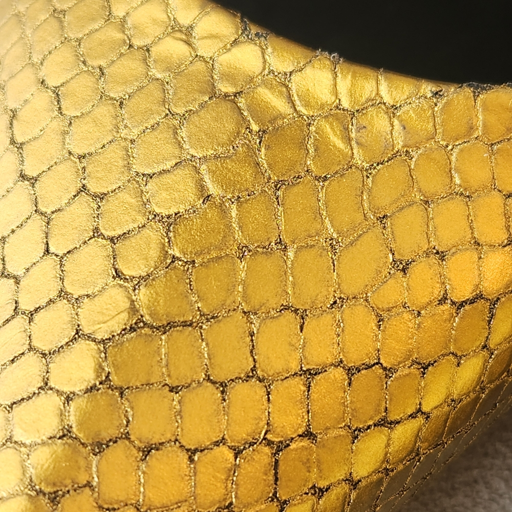 Balenciaga pumps 8 gold leather snake Essex architectural Made Italy new $1020 - Picture 8 of 16